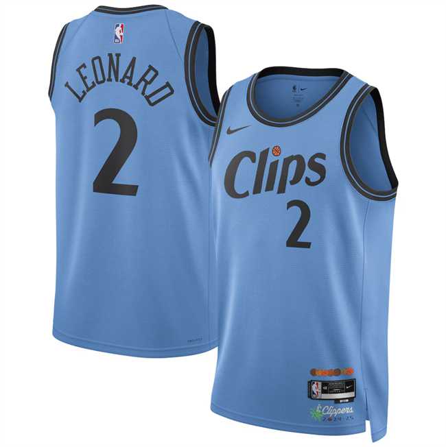 Men%27s Los Angeles Clippers #2 Kawhi Leonard Light Blue 2024-25 CityEdition Stitched Jersey Dzhi->los angeles lakers->NBA Jersey